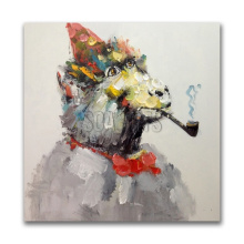 Monkey Smoking Pipe Abstract Animal Painting on Canvas